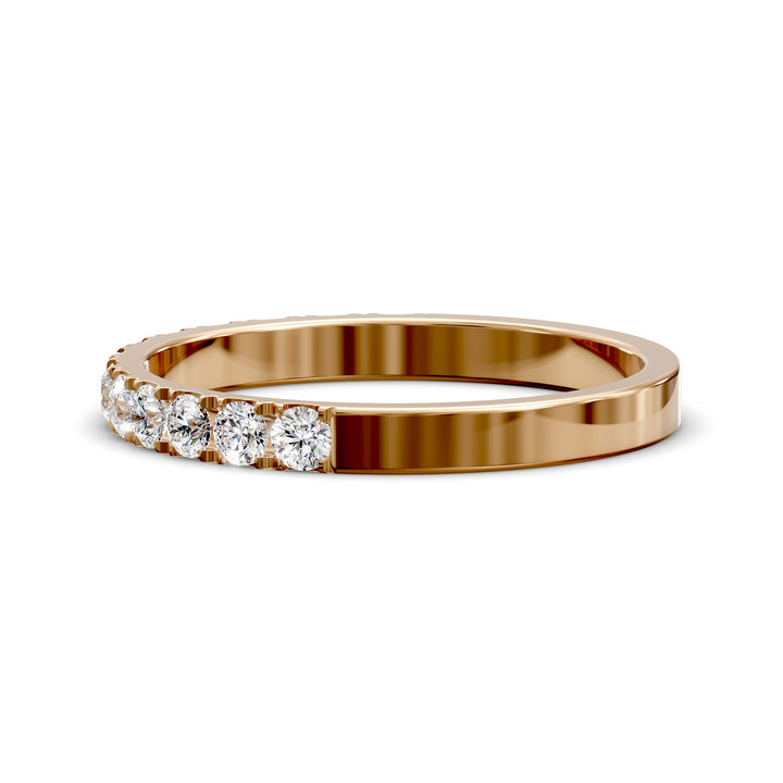 pavé stone wedding band with half eternity setting and polished shank