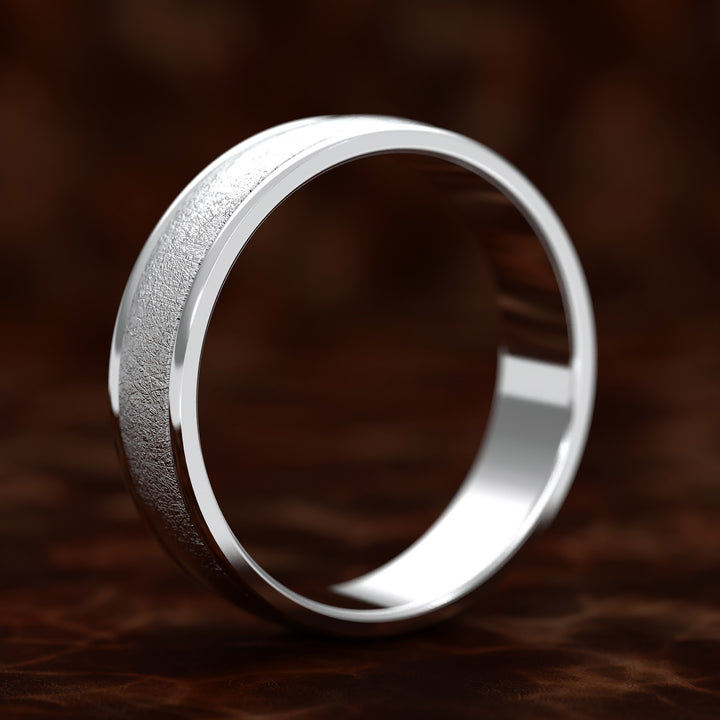 domed men’s band with ice-cut center and polished edges