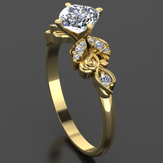 Classic floral Engagemen Ring