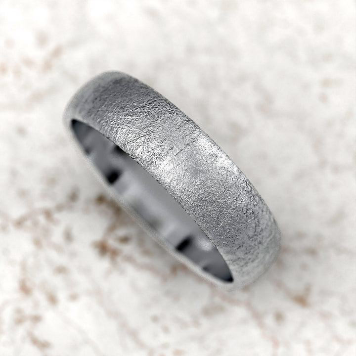men’s domed band with ice-cut textured surface in 6 mm width