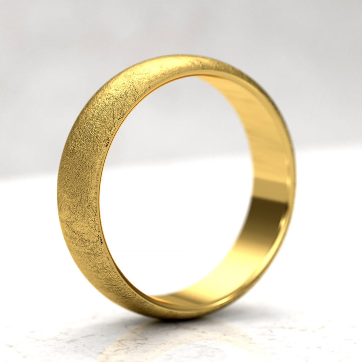 men’s domed band with ice-cut textured surface in 6 mm width