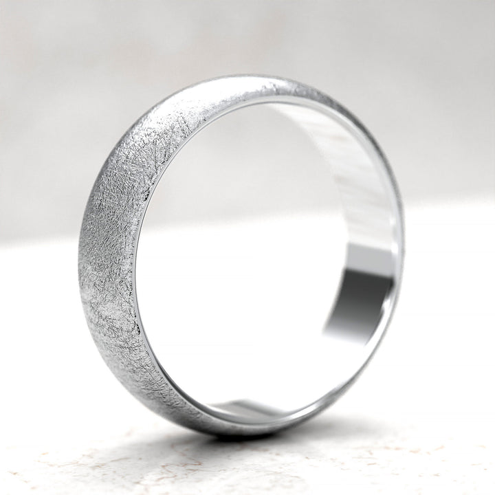 men’s domed band with ice-cut textured surface in 6 mm width