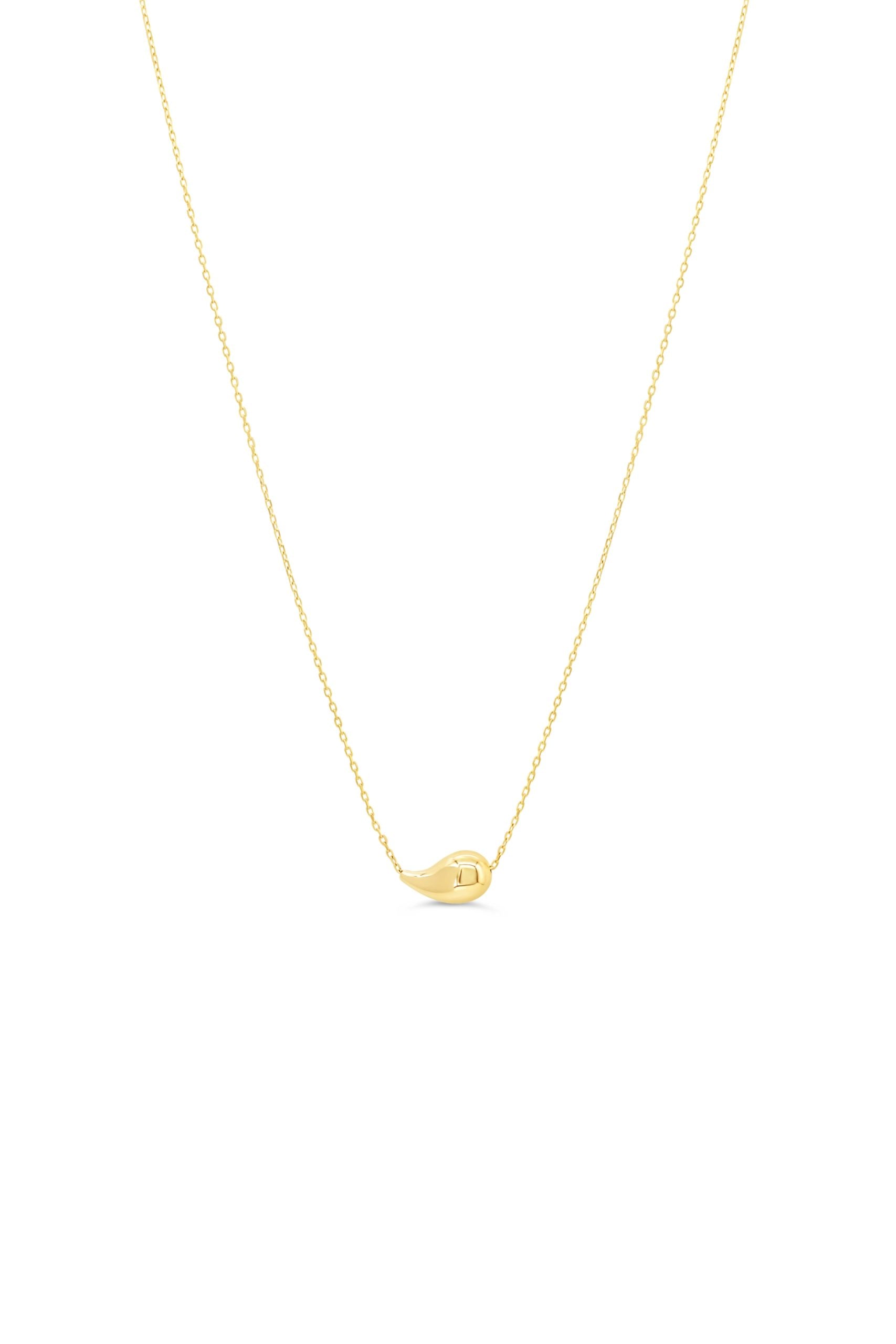 10K yellow gold small drop pendant necklace.