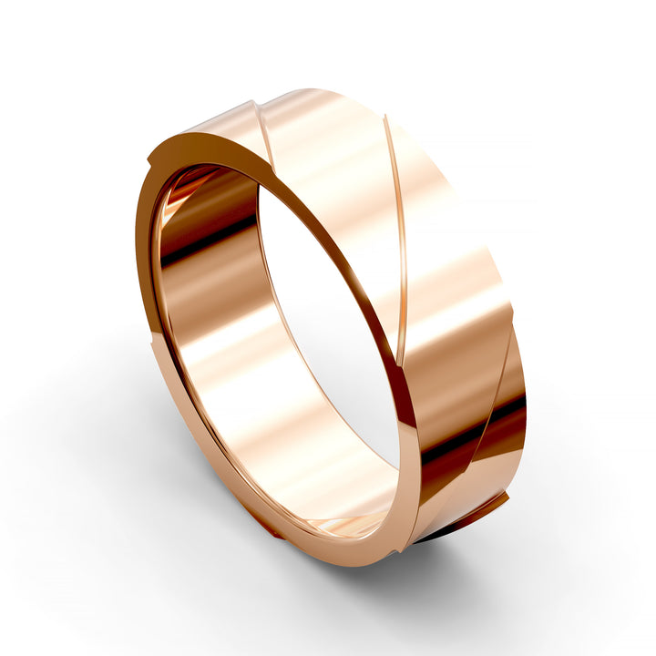 Men’s brushed swirl asymmetry ring with polished contrast and comfort fit