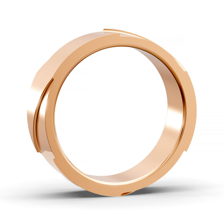 Men’s brushed swirl asymmetry ring with polished contrast and comfort fit