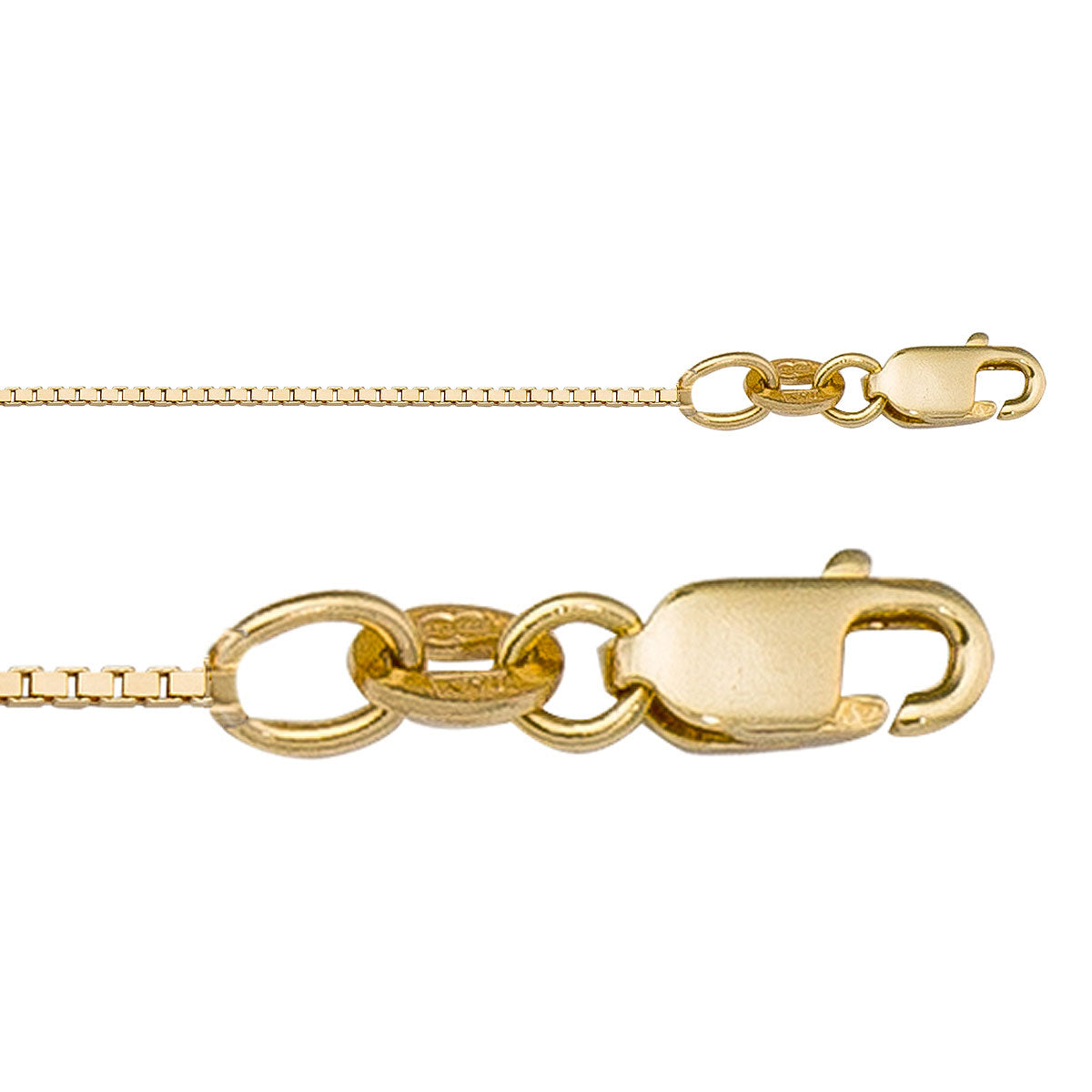 10K / 14K / 18K Yellow Gold Box Necklace 0.8mm - crafted for timeless appeal