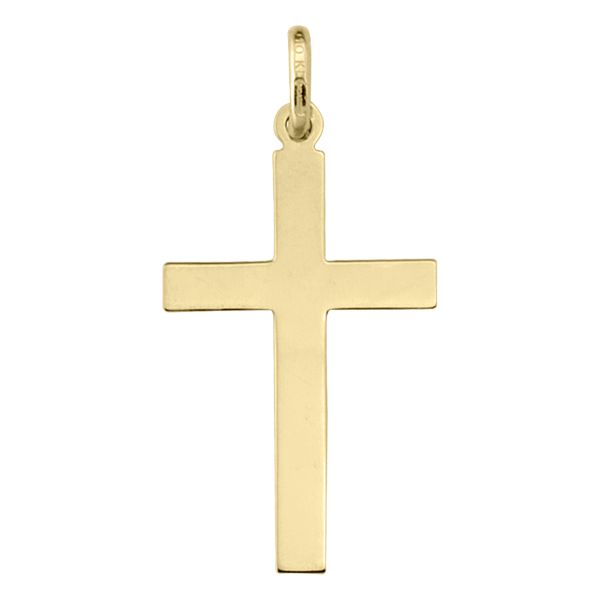 10K Yellow Gold Plain Cross Pendant – Timeless Unisex Design