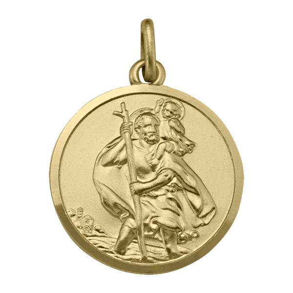 Yellow Gold Solid St. Christopher Medal 20mm – 10K/14K/18K