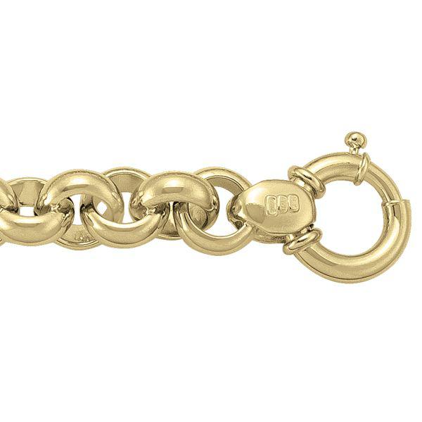 Yellow Gold Rolo Bracelet - 11 mm Wide - 8 inches Long