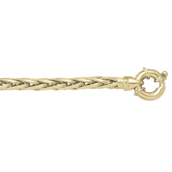 Yellow Gold Wheat Bracelet - 5 mm Wide - 7.5 inches Long