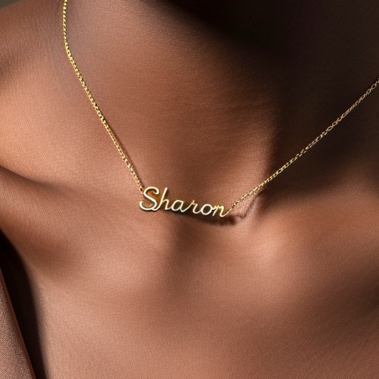 Classic Script Gold Name Necklace - Item item xced2423