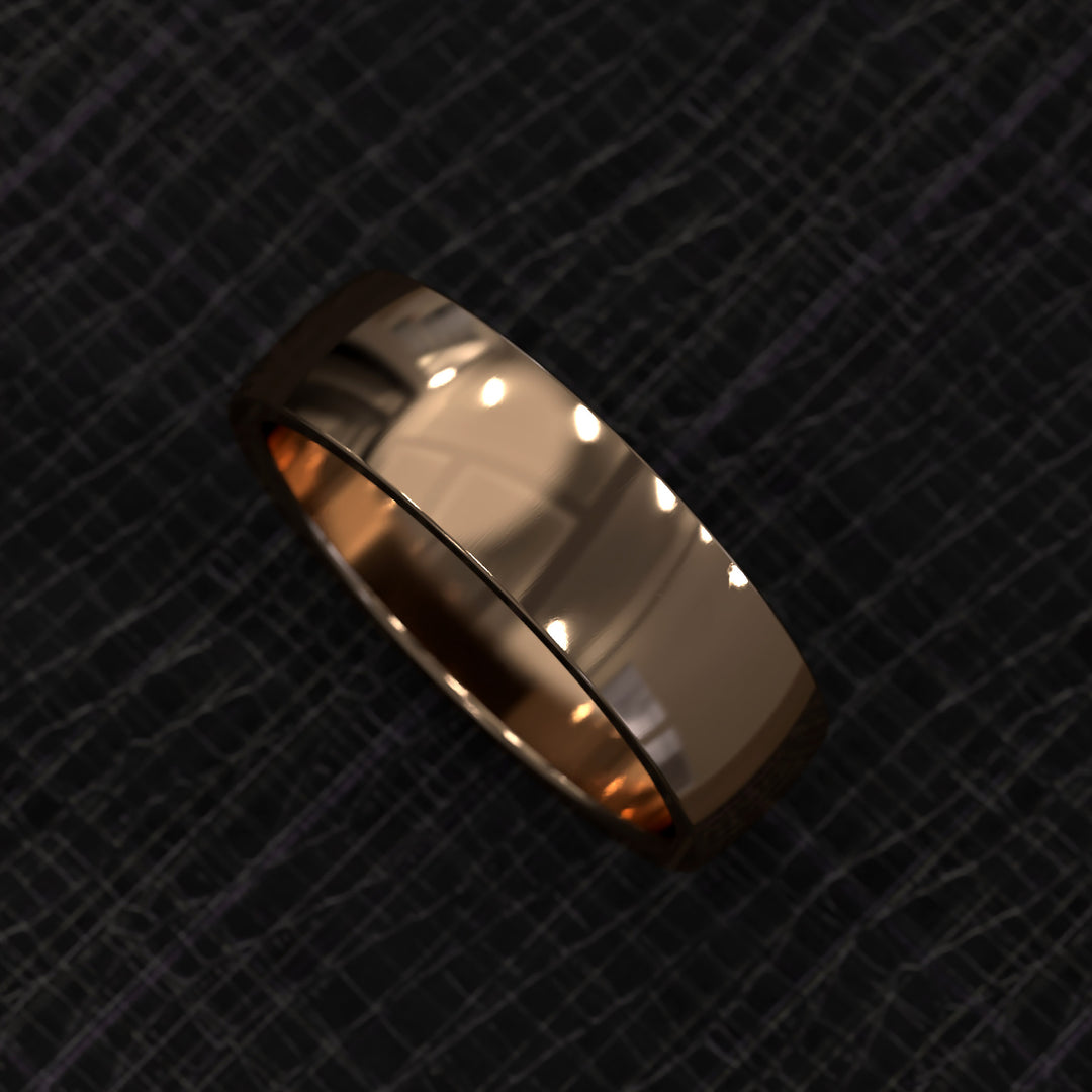 polished half round men’s wedding band with smooth curved design