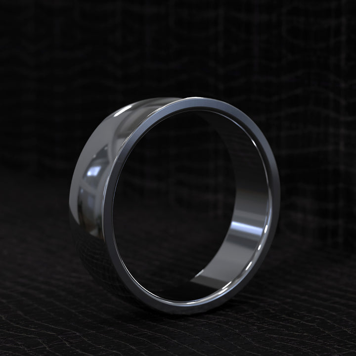 polished half round men’s wedding band with smooth curved design