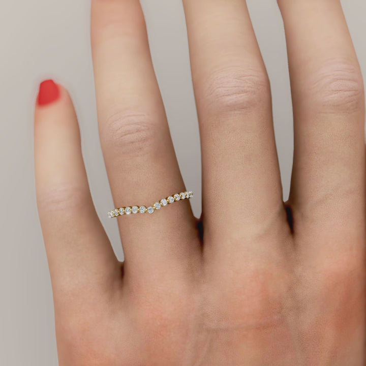 Floating Lab Grown Diamond V-Shaped Wedding Band - Half Eternity