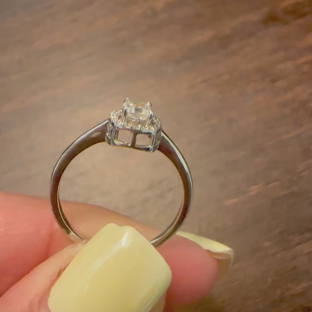 Halo lab grown diamond engagement ring with VVS clarity diamonds in 10K white gold