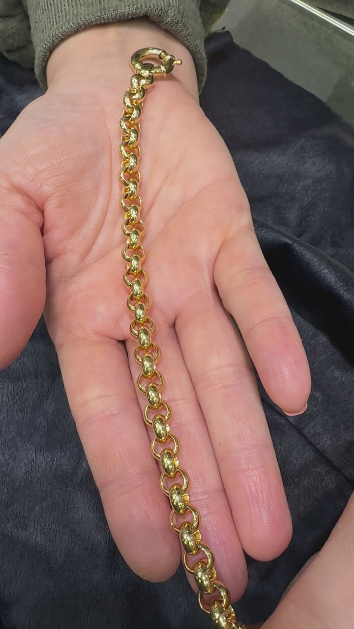 14k/18k Yellow Gold Rolo Bracelet - 7.7 mm Wide - 7.5 inches Long - Women's Jewelry - A Classic Gift for Any Occasion