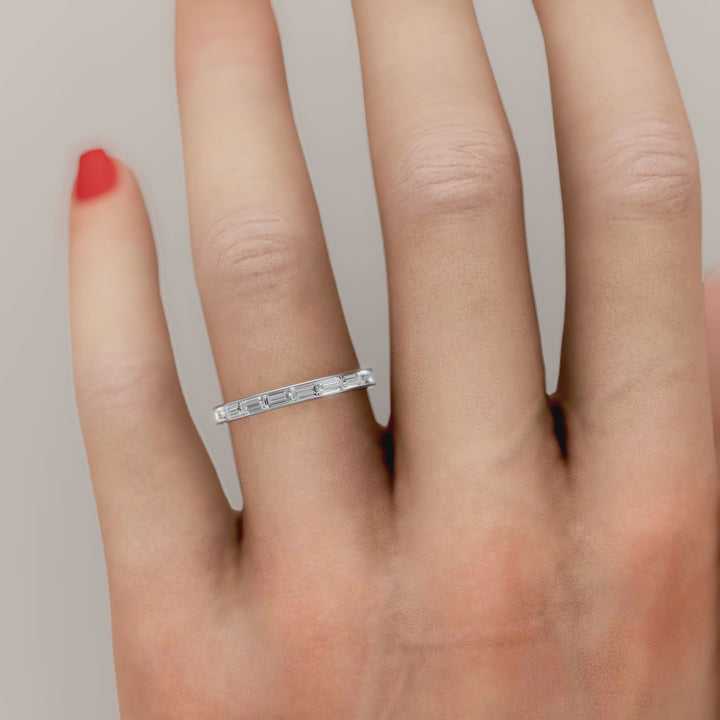 Baguette Lab Diamond Channel Set Half Eternity Wedding Band