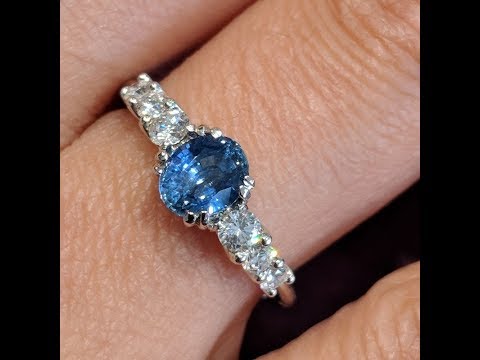 Oval Blue Sapphire and Diamond Ring - XBF2417-03