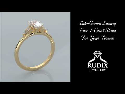 1 Carat Oval Lab-Grown Diamond Engagement Ring with Pear-Shaped Side Stones