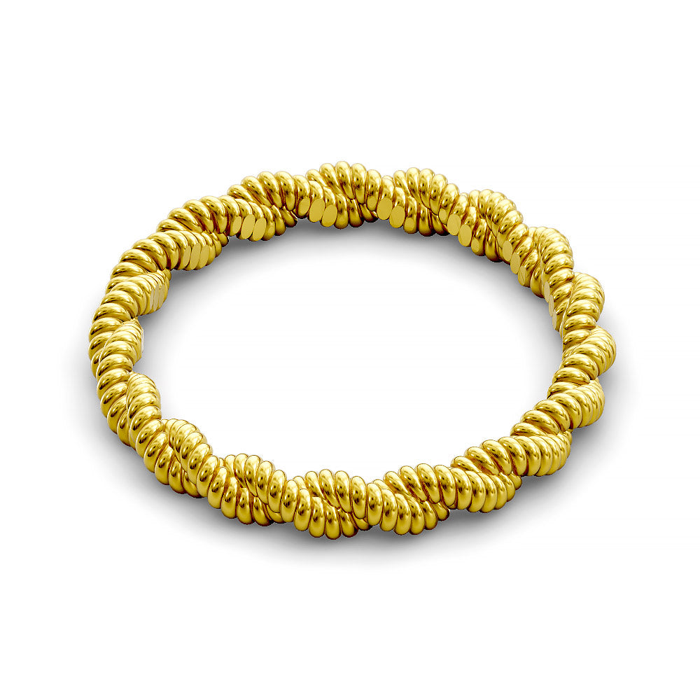 Close-up of twisted rope-style wedding band with detailed ridged texture