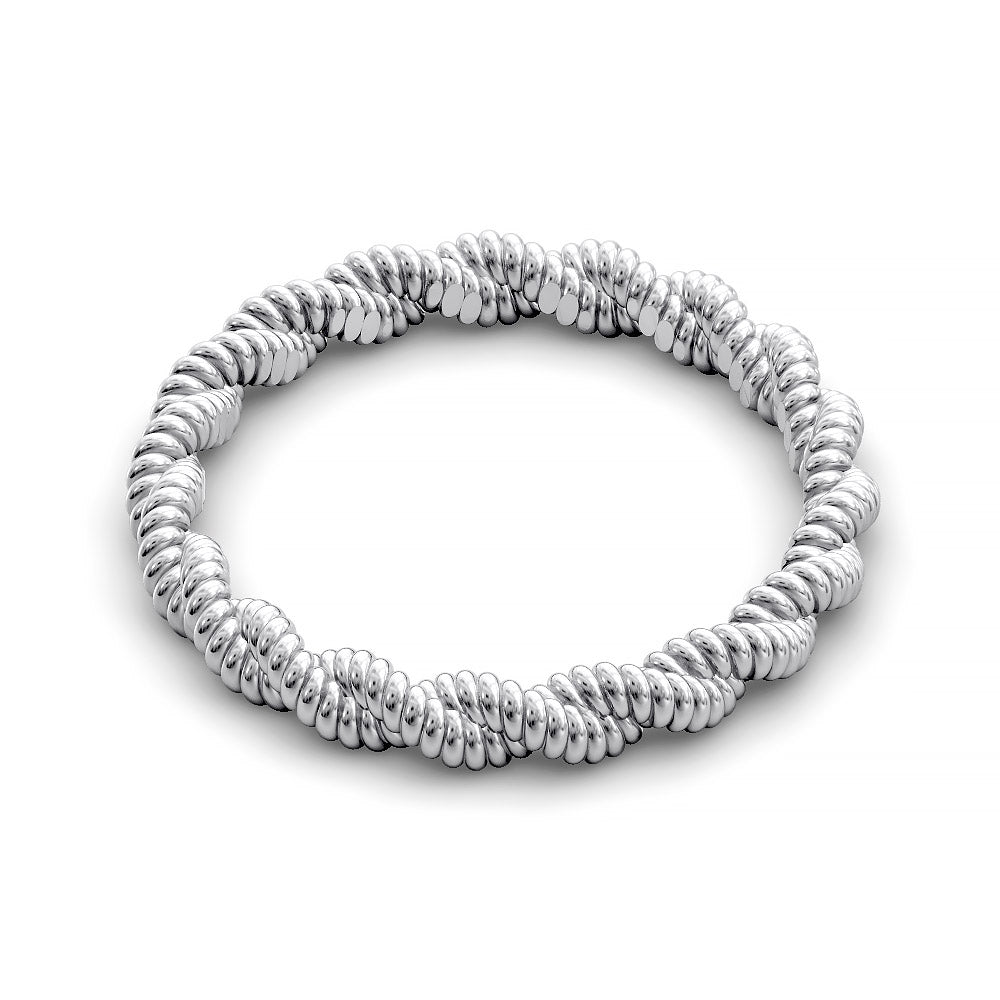 Close-up of twisted rope-style wedding band with detailed ridged texture