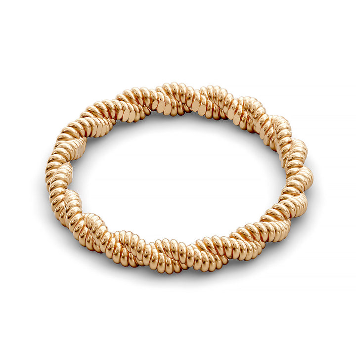 Close-up of twisted rope-style wedding band with detailed ridged texture