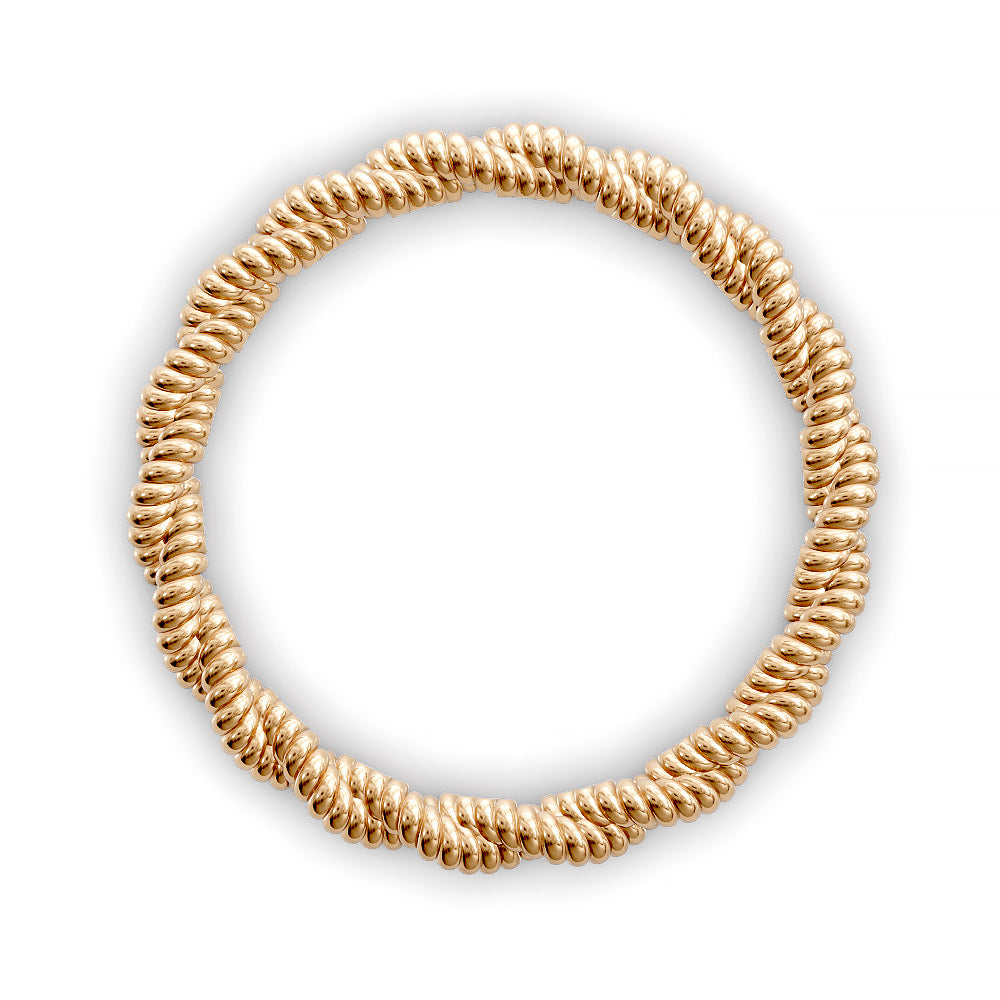 Close-up of twisted rope-style wedding band with detailed ridged texture