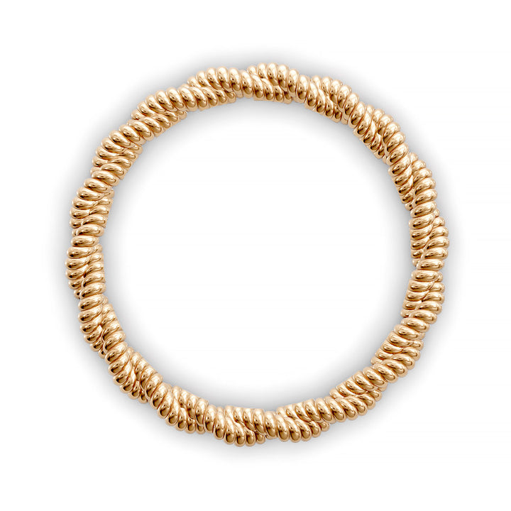 Close-up of twisted rope-style wedding band with detailed ridged texture