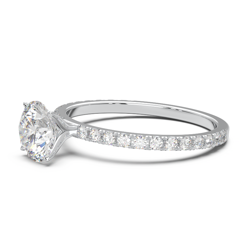 0.8 Carat Round Lab Grown Diamond Pave Engagement Ring