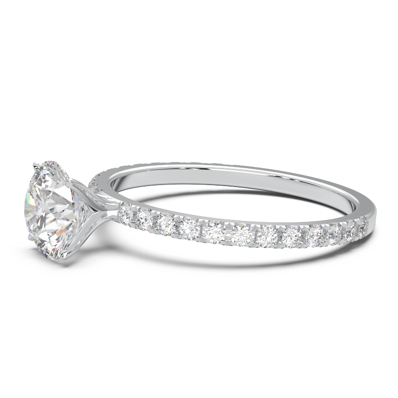0.8 Carat Round Lab Grown Diamond Pave Engagement Ring