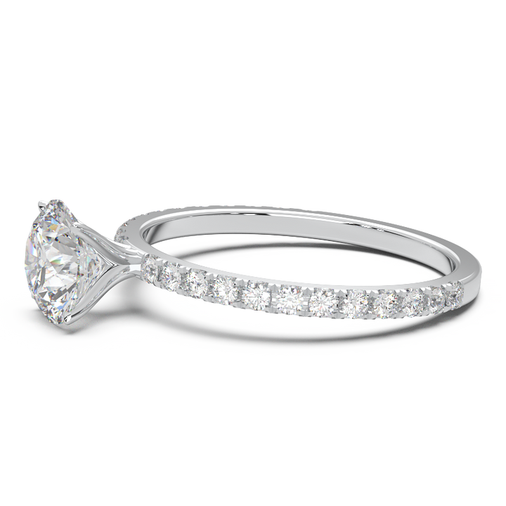 0.8 Carat Round Lab Grown Diamond Pave Engagement Ring