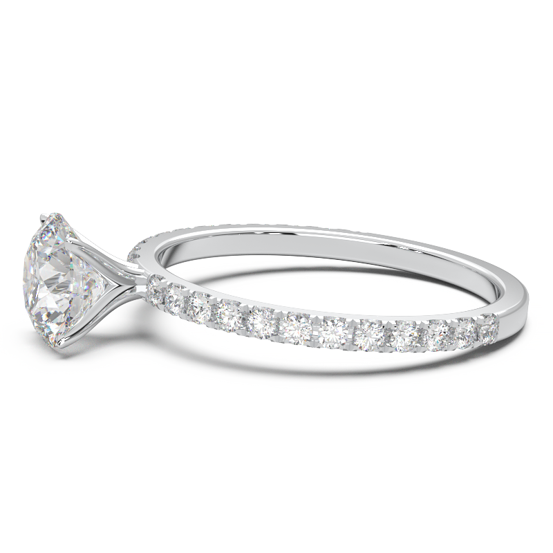 0.8 Carat Round Lab Grown Diamond Pave Engagement Ring