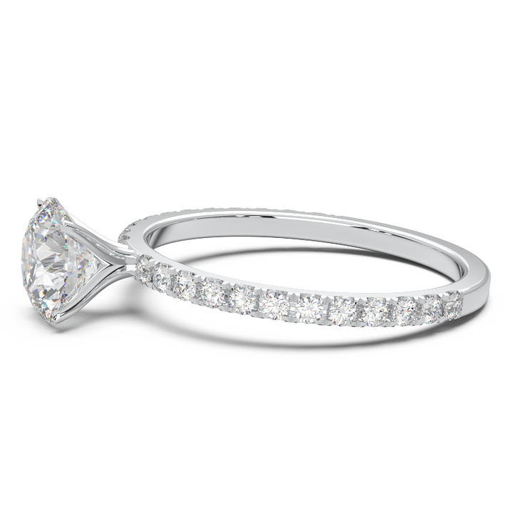 0.8 Carat Round Lab Grown Diamond Pave Engagement Ring