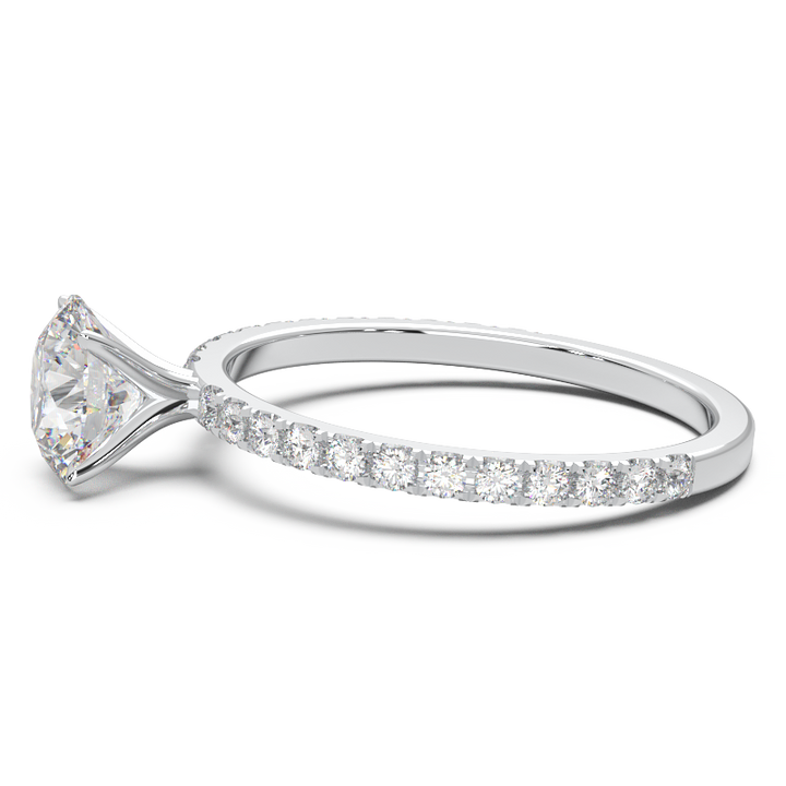 0.8 Carat Round Lab Grown Diamond Pave Engagement Ring
