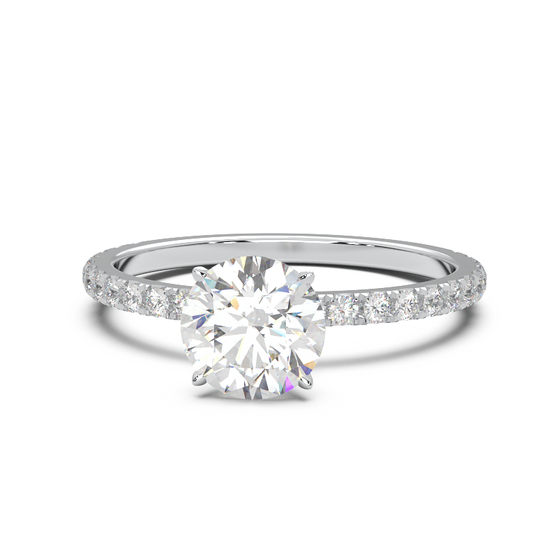 0.8 Carat Round Lab Grown Diamond Pave Engagement Ring