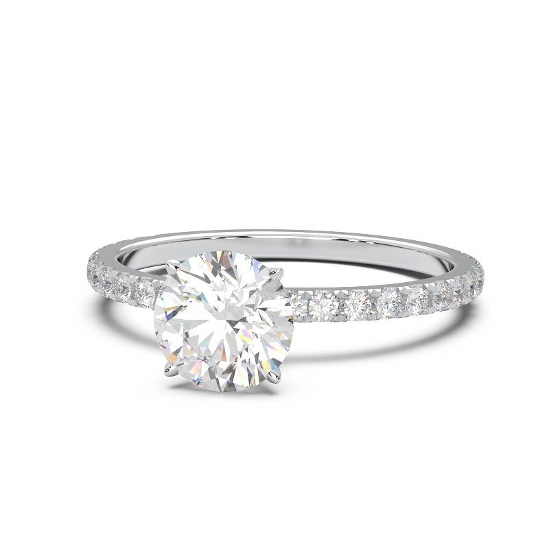 0.8 Carat Round Lab Grown Diamond Pave Engagement Ring