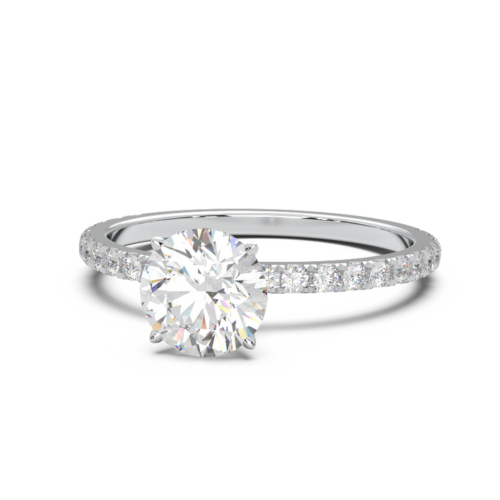 0.8 Carat Round Lab Grown Diamond Pave Engagement Ring