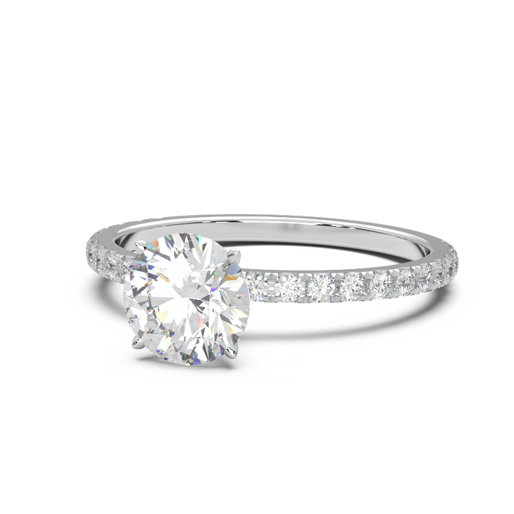 0.8 Carat Round Lab Grown Diamond Pave Engagement Ring