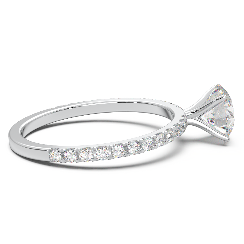 0.8 Carat Round Lab Grown Diamond Pave Engagement Ring