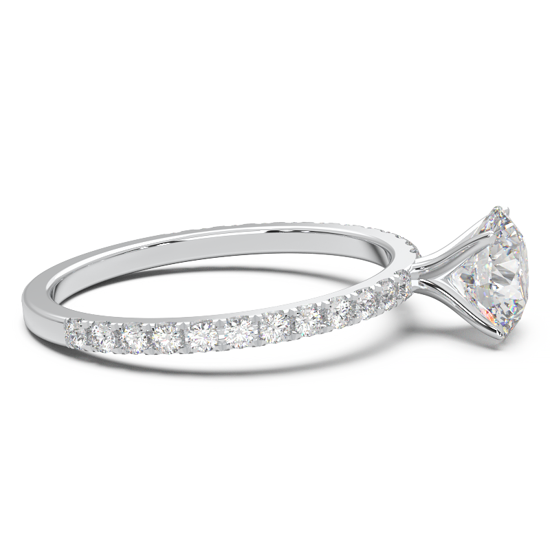 0.8 Carat Round Lab Grown Diamond Pave Engagement Ring