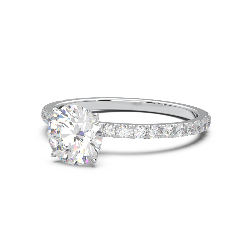 0.8 Carat Round Lab Grown Diamond Pave Engagement Ring