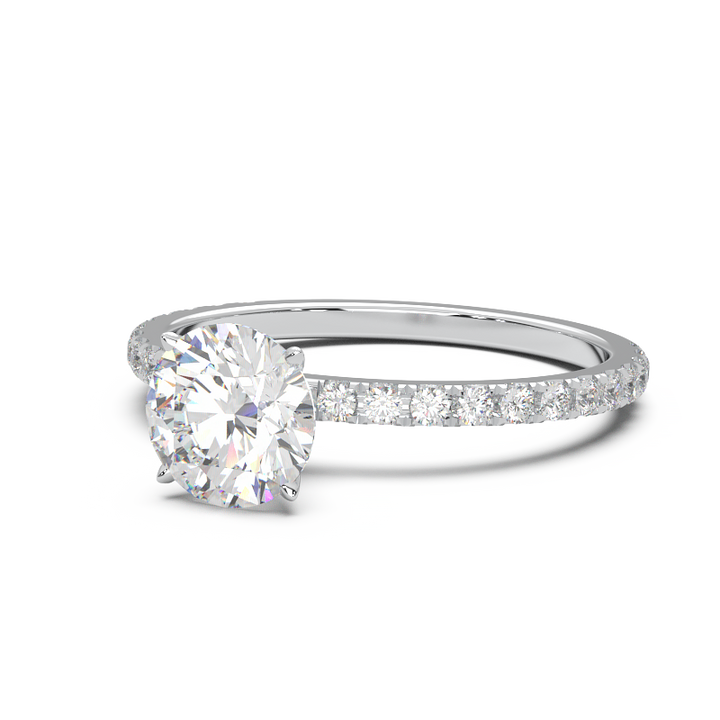 0.8 Carat Round Lab Grown Diamond Pave Engagement Ring