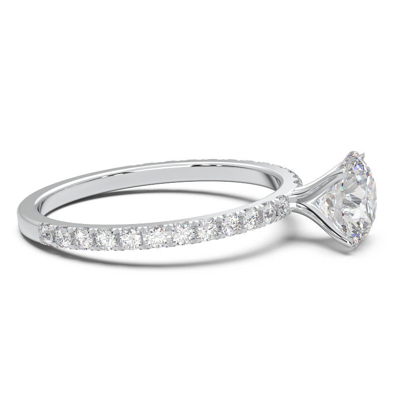 0.8 Carat Round Lab Grown Diamond Pave Engagement Ring