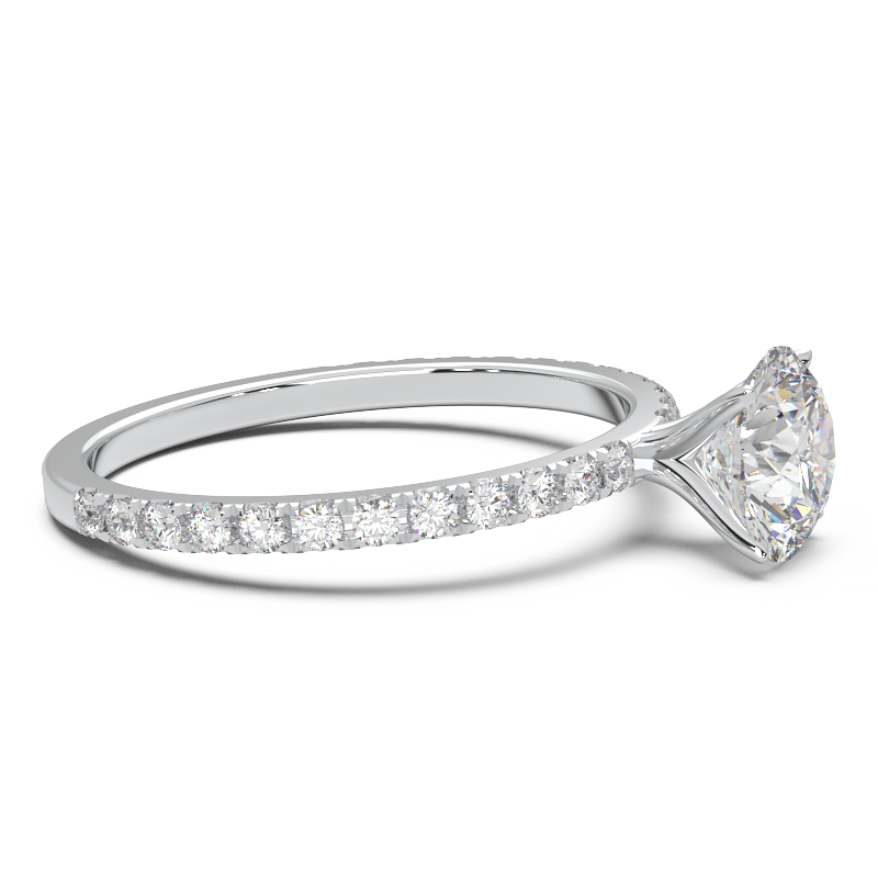 0.8 Carat Round Lab Grown Diamond Pave Engagement Ring