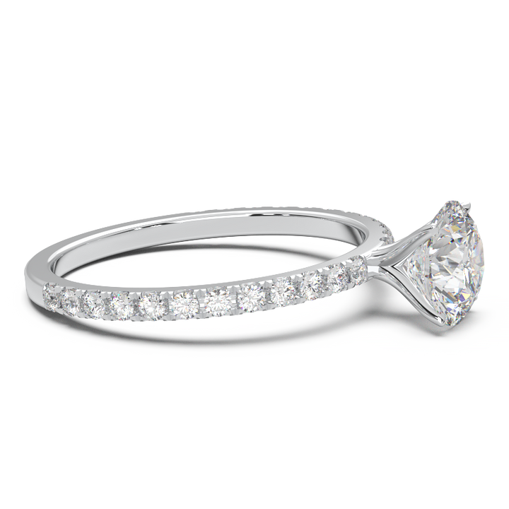 0.8 Carat Round Lab Grown Diamond Pave Engagement Ring