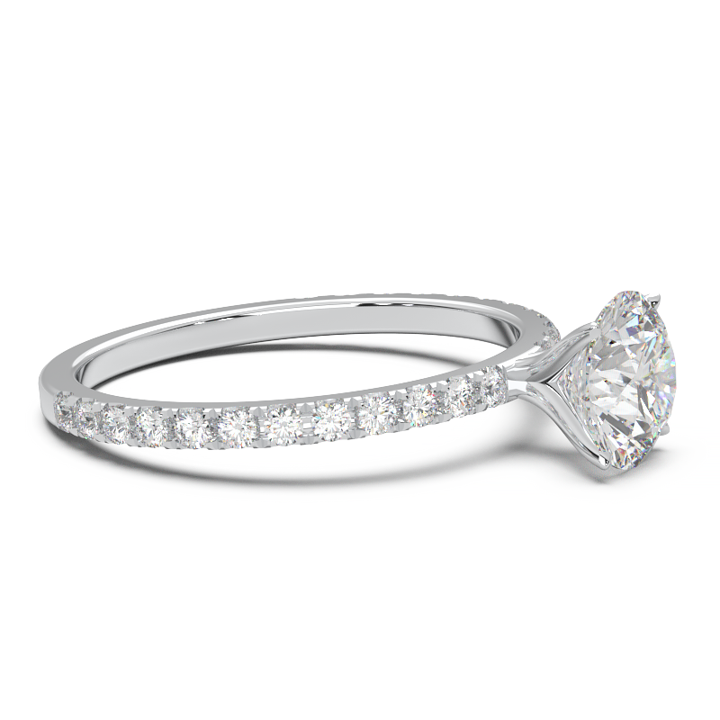 0.8 Carat Round Lab Grown Diamond Pave Engagement Ring