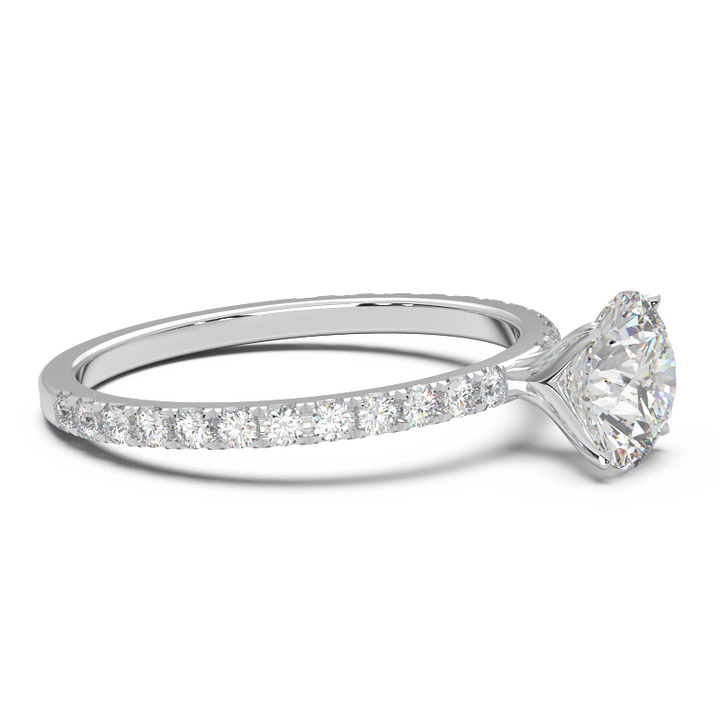 0.8 Carat Round Lab Grown Diamond Pave Engagement Ring