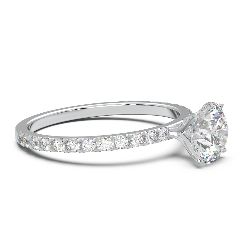 0.8 Carat Round Lab Grown Diamond Pave Engagement Ring