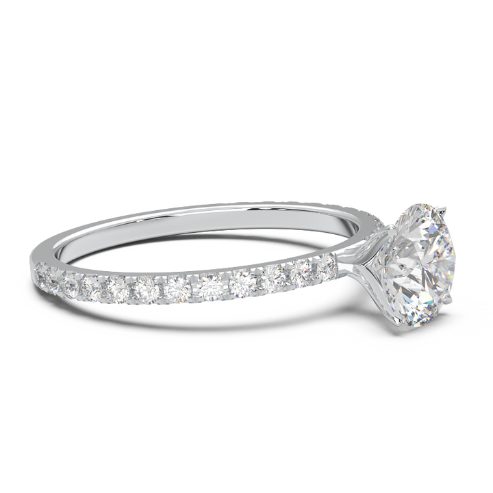 0.8 Carat Round Lab Grown Diamond Pave Engagement Ring