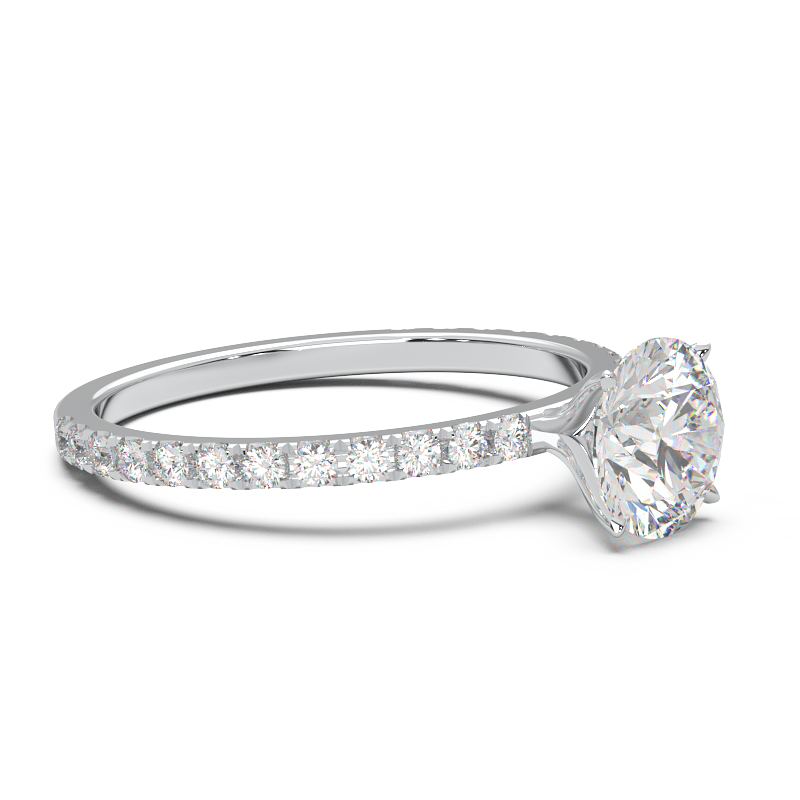 0.8 Carat Round Lab Grown Diamond Pave Engagement Ring